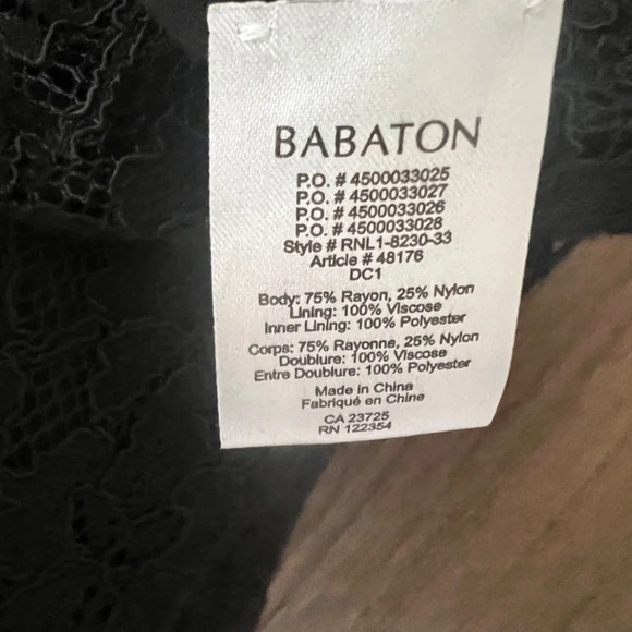 Babaton Aritzia Tobias Eyelash Lace V-Neck Dress Black Size 4 - Picture 8 of 9